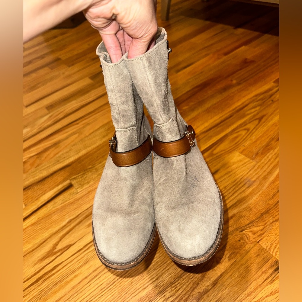 Coach Amy Boots Womens 6B Ash Tan Brown Strap Adjustable Straps Mid Calf Pull On - Picture 6 of 9